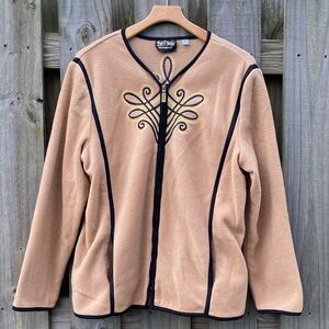 Bob Mackie Women's Jacket Size XL Embroidered Wearable Art Full Zip Fleece